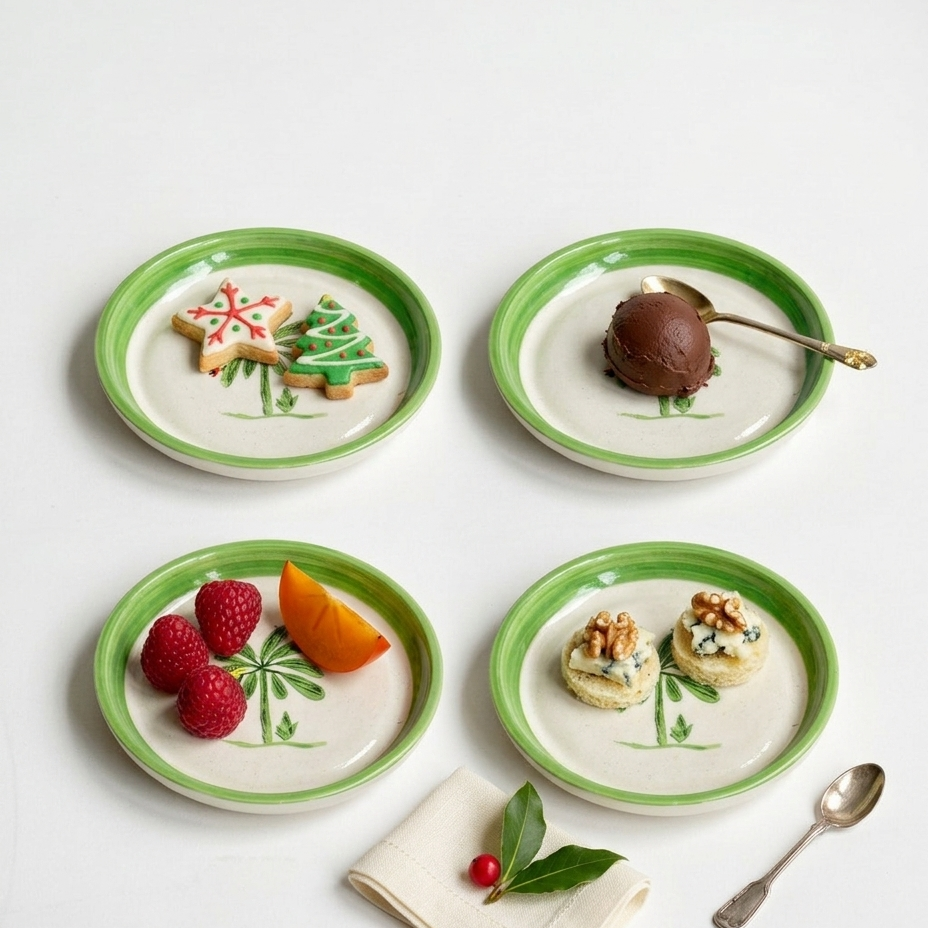 Banana Bloom Handpainted Ceramic Tapas Set of 4