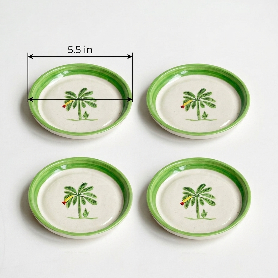 Banana Bloom Handpainted Ceramic Tapas Set of 4
