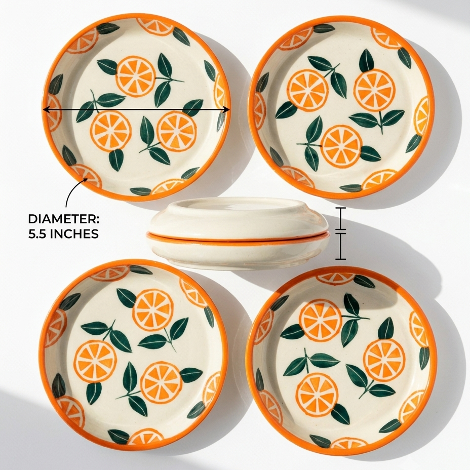 Narangi Orange Ceramic Ceramic Tapas Set of 4