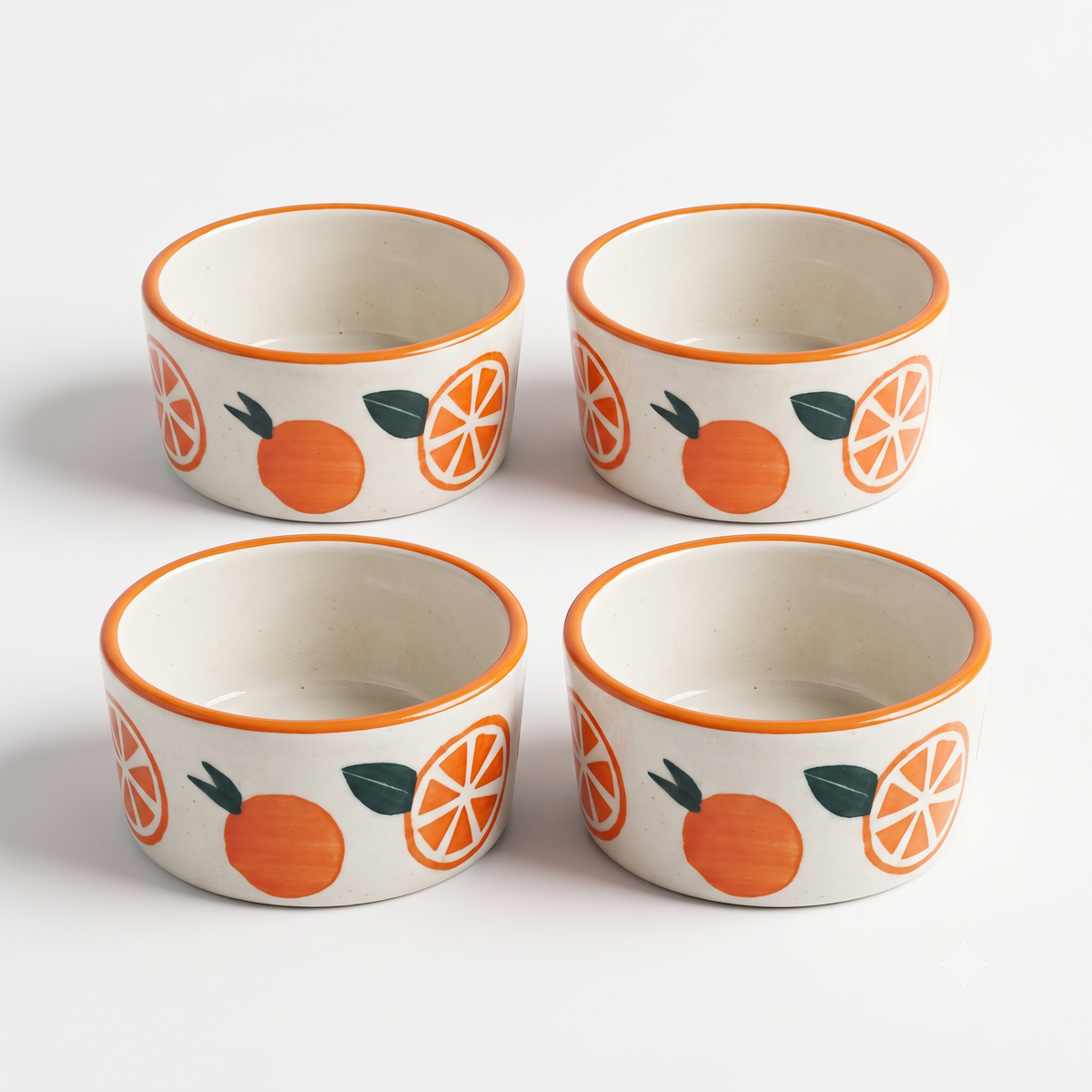 Narangi Orange Ceramic Ramekin Bowls Set of 4