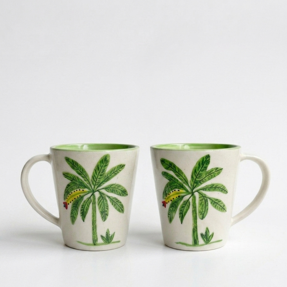Banana Bloom Handpainted Ceramic Mug (300 ml)