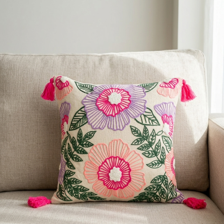 Fields of Spring Cotton Cushion Cover - 16x16"