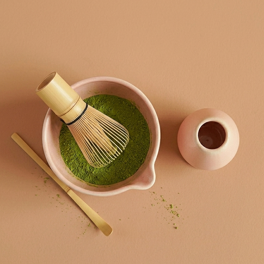 Pastel Pink Matcha Bowl & Whisk Holder Set