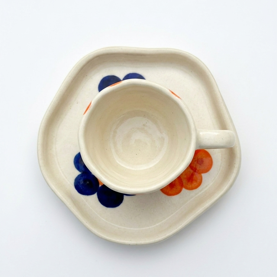 Orange Bubble Cup and Saucer