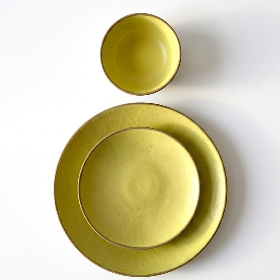 Lemon Yellow Dinner Set of 3 Matte