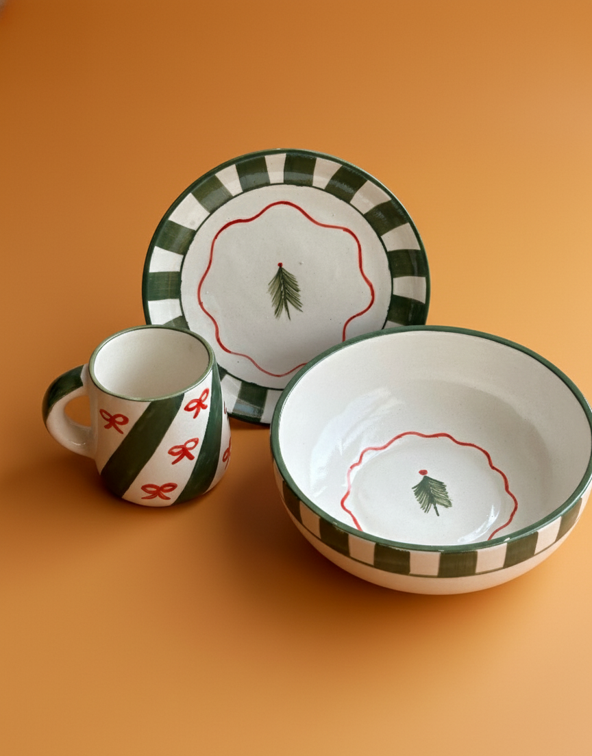 Christmas Tree Green Ceramic Set of 3