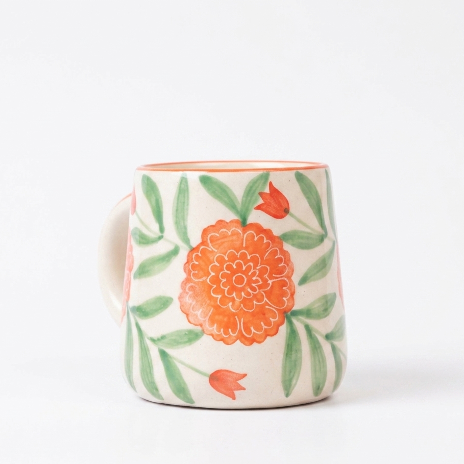 Marigold Mandi Handpainted Ceramic Mug (300 ml)