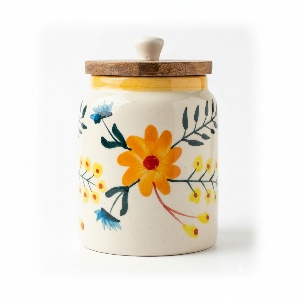 Floral Extravaganza Ceramic Jar - 800ml