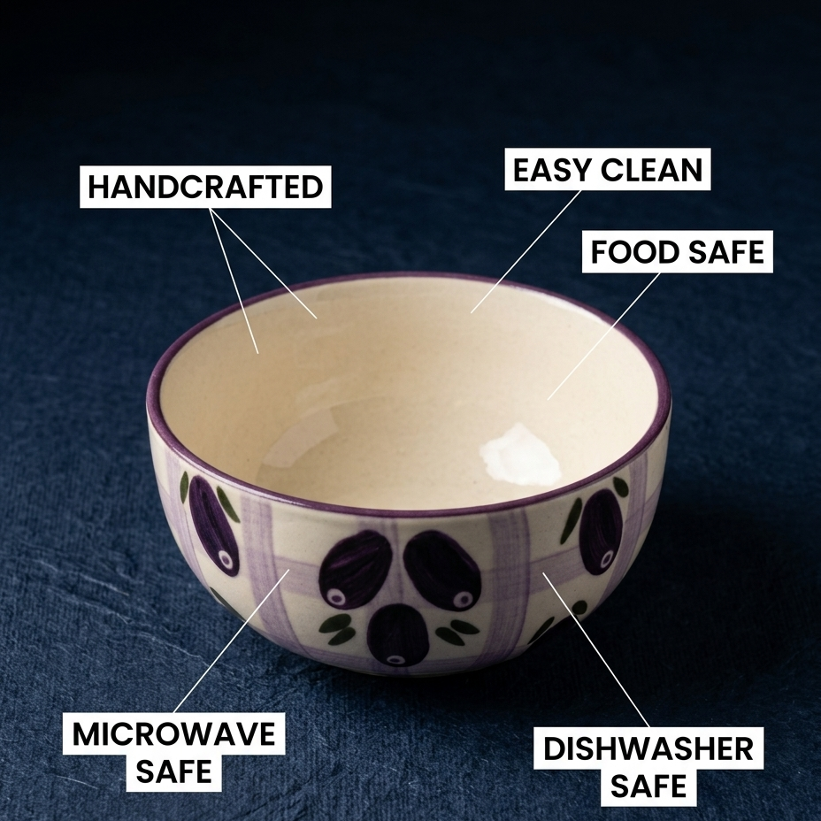 Jamun Junction Handpainted Ceramic Bowl | 300 ml | 5.5 Inch