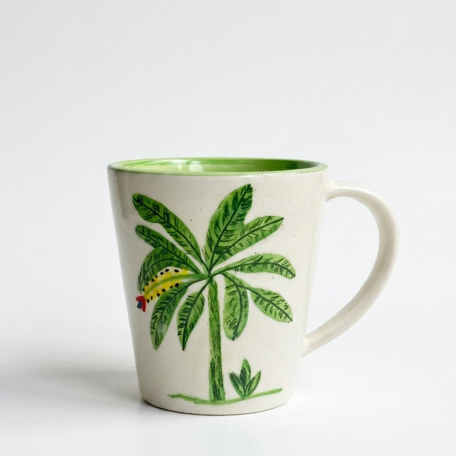 Banana Bloom Handpainted Ceramic Mug (300 ml)