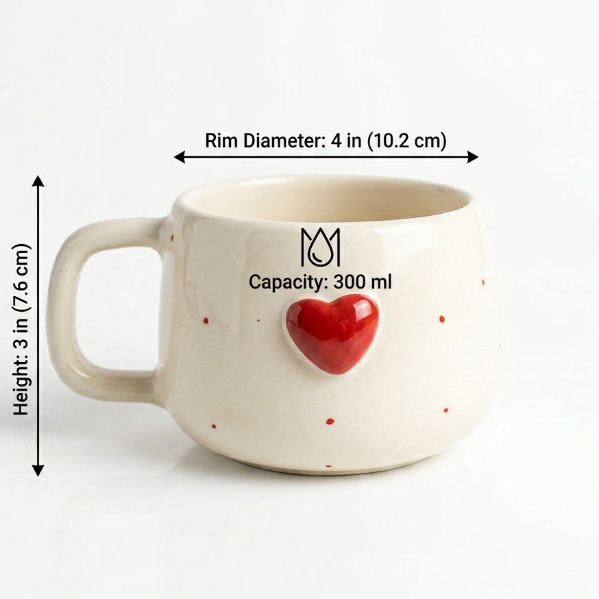 Heart Love Ceramic Coffee Mug (300 ml )