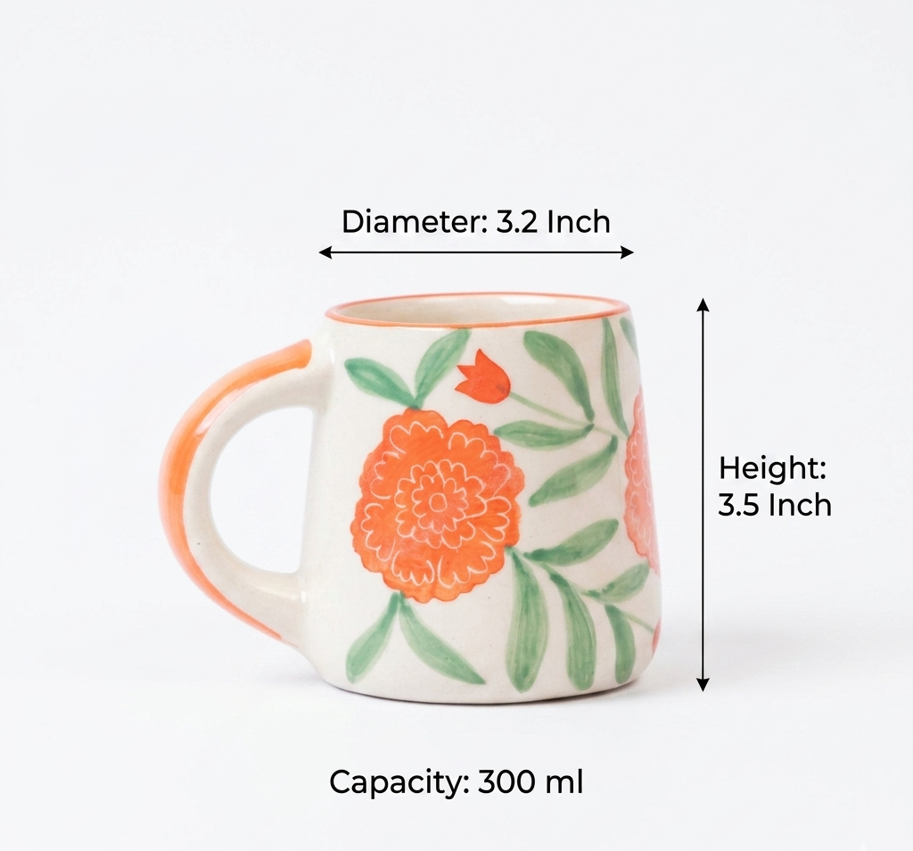 Marigold Mandi Handpainted Ceramic Mug (300 ml)