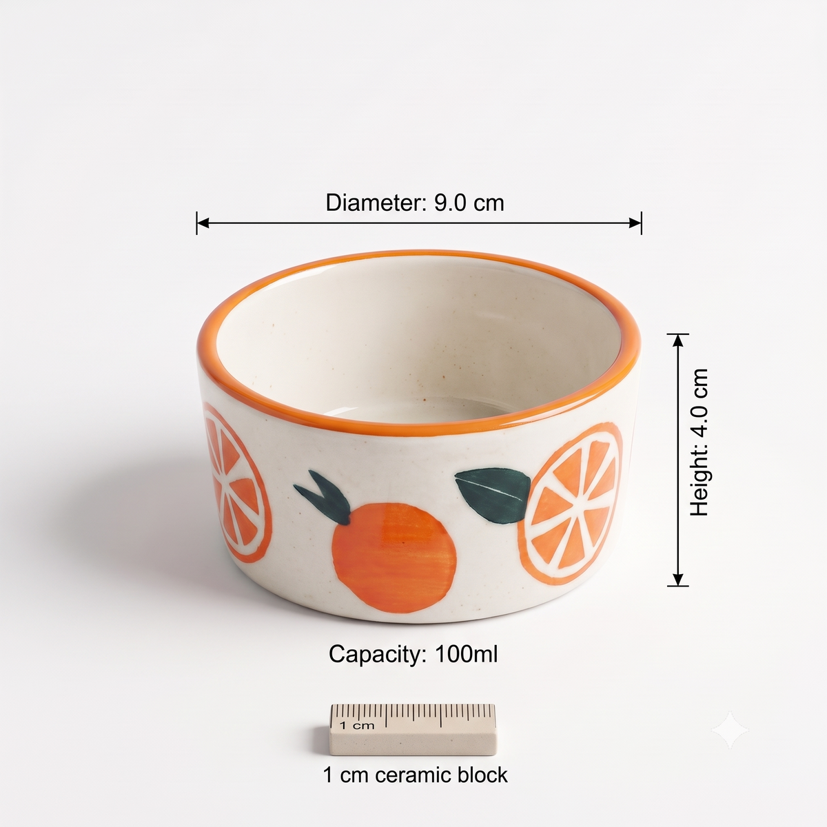 Narangi Orange Ceramic Ramekin Bowls Set of 4