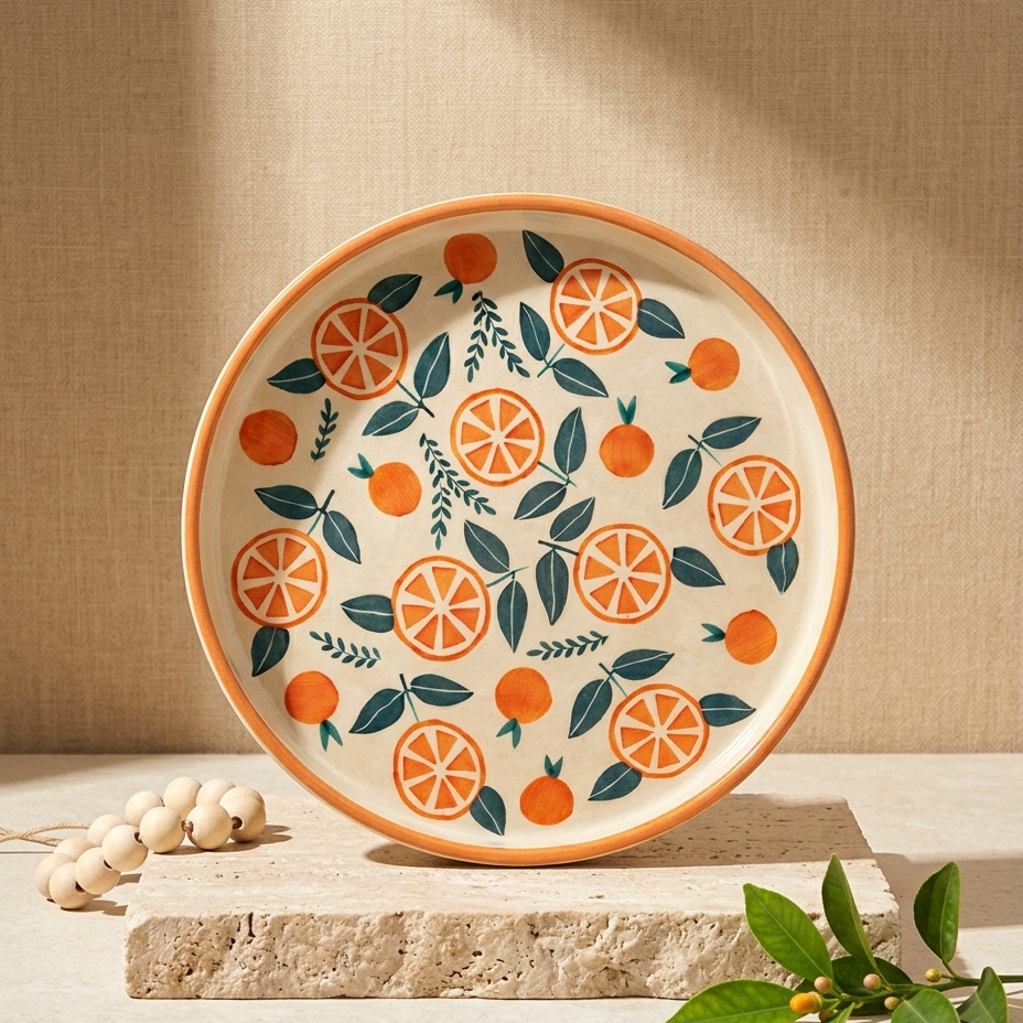 Narangi Orange Ceramic Plates ( 8 Inches )