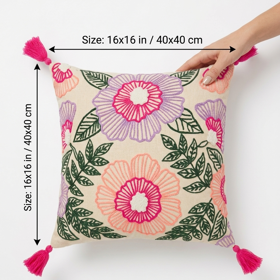 Fields of Spring Cotton Cushion Cover - 16x16"