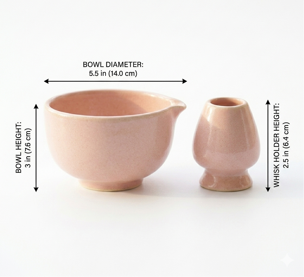 Pastel Pink Matcha Bowl & Whisk Holder Set