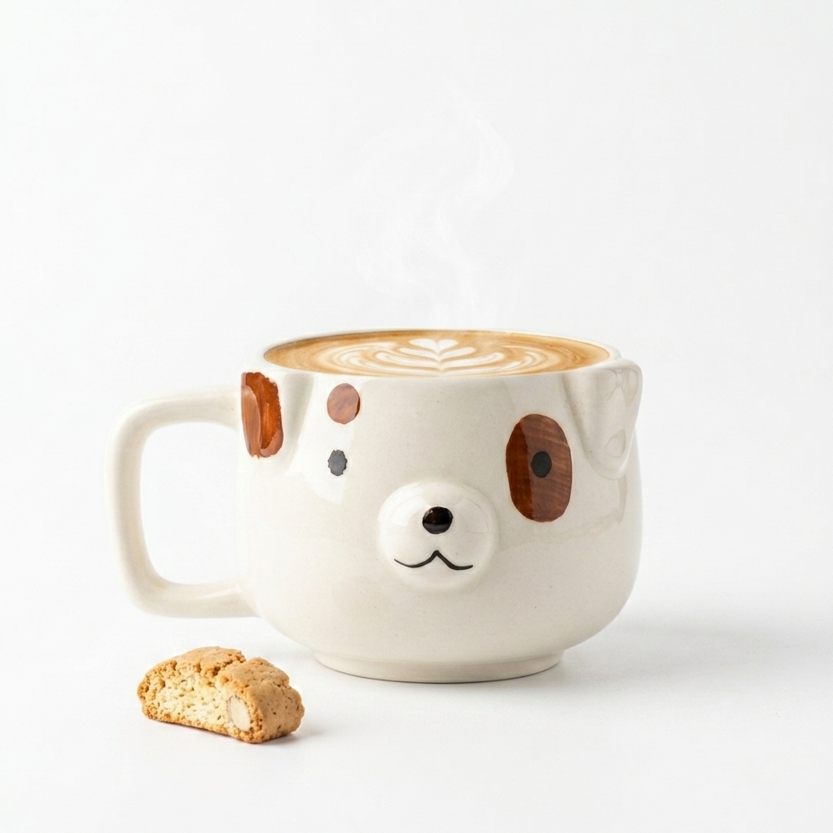 Cute Ceramic Dog Mug with 3D Ears (300 ml )