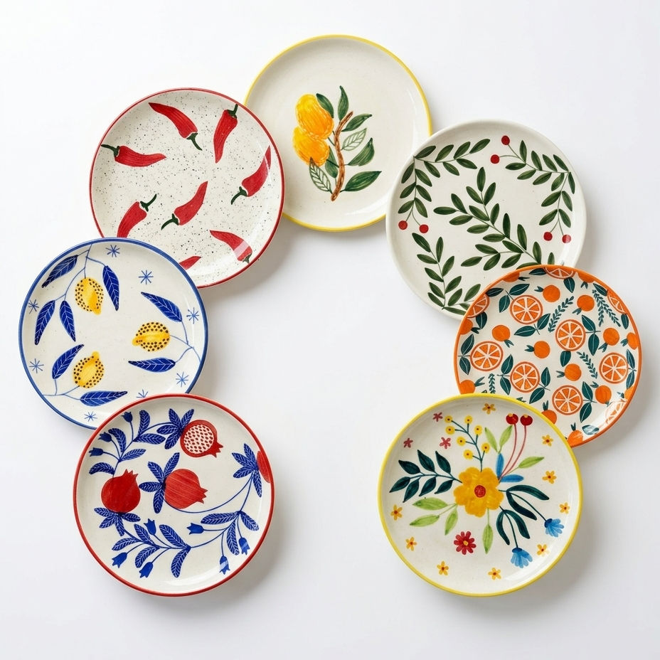 ⁠Multi Color Art Snack Plates  Buy 6 Get 1 Free