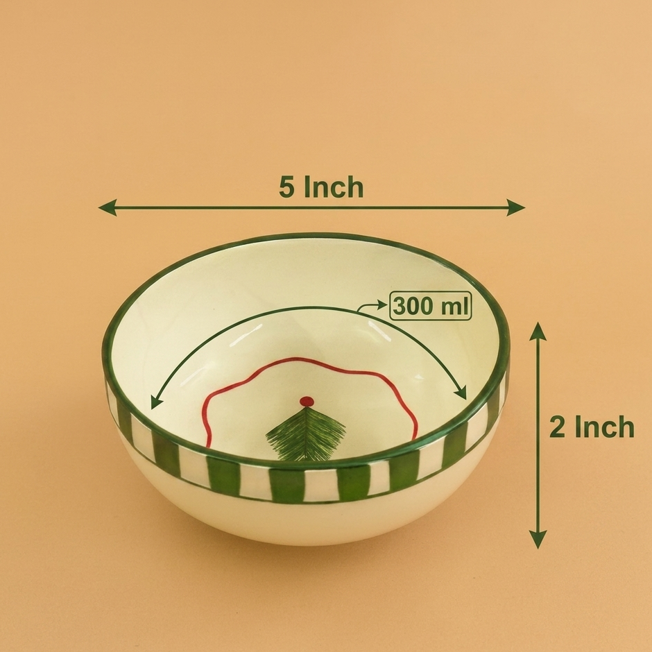 Set - Christmas Tree Green  Ceramic Small Bowl