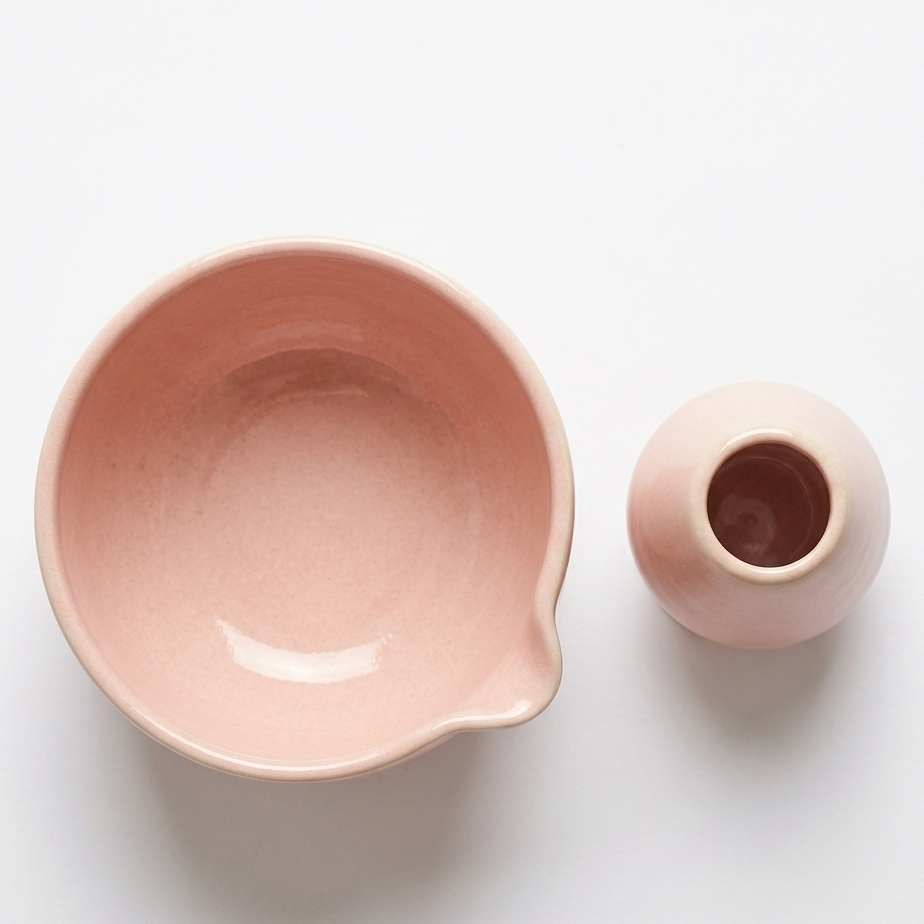 Pastel Pink Matcha Bowl & Whisk Holder Set