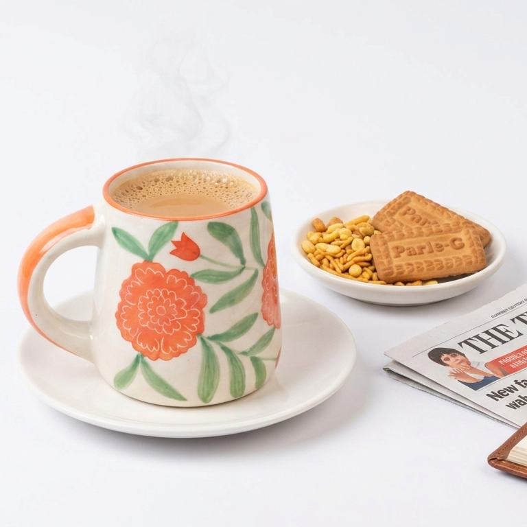 Marigold Mandi Handpainted Ceramic Mug (300 ml)