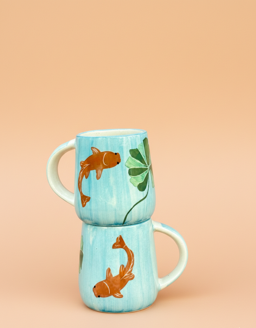 Koi Mulaqaat Fish Handpainted Ceramic Mug (300 ml)