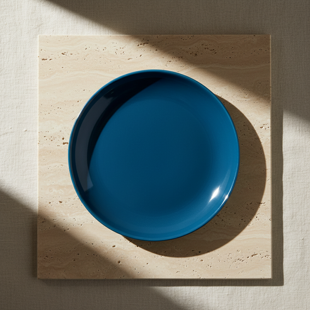 Glossy Ocean Blue Ceramic Dinner Plate ( 10 Inches )