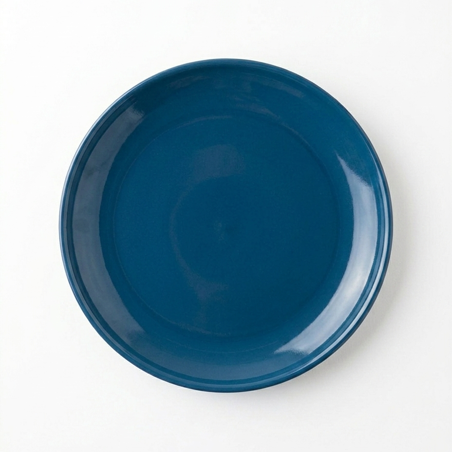 Glossy Ocean Blue Ceramic Dinner Plate ( 10 Inches )