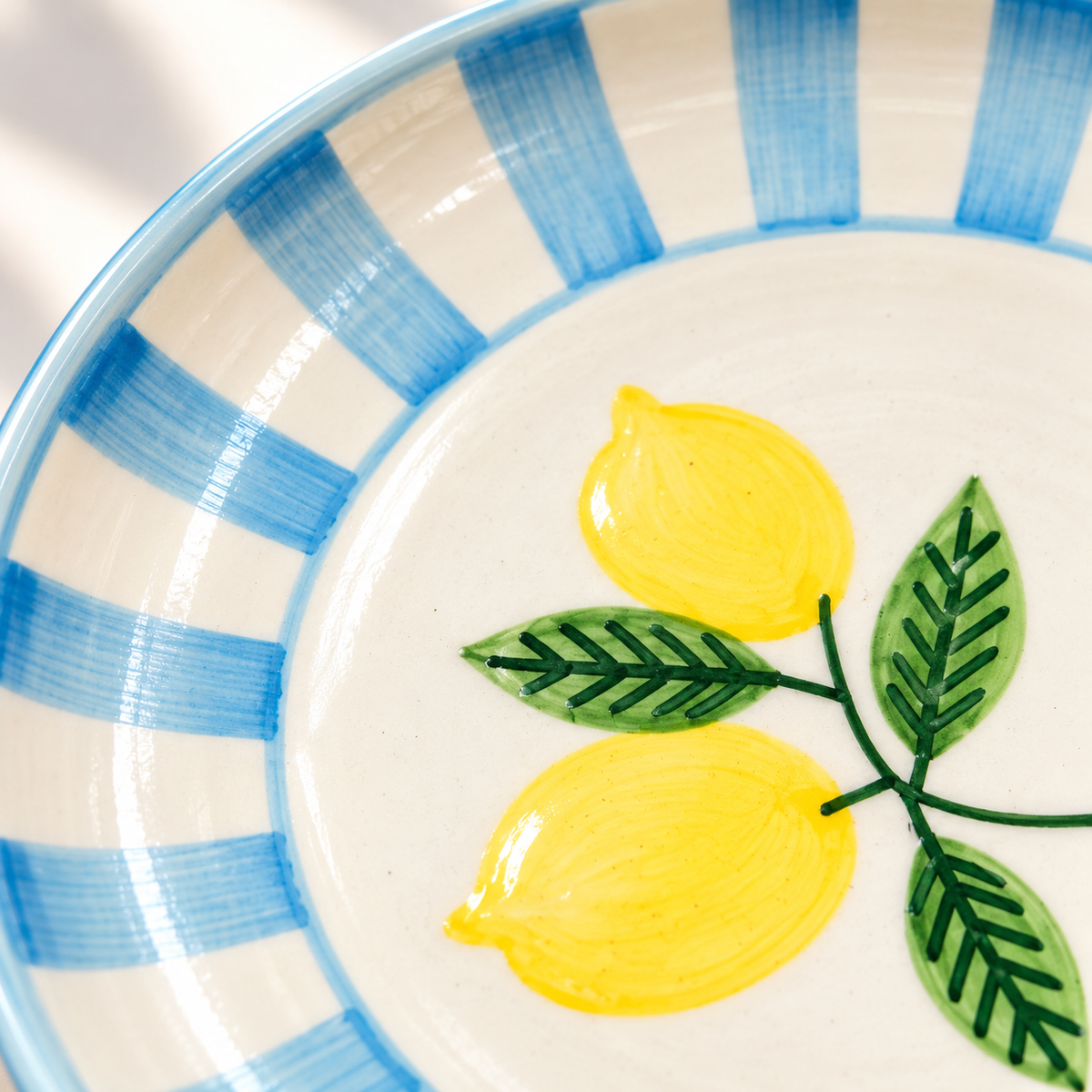 Lemon Stripe Elegance Ceramic Plate (7 inches)