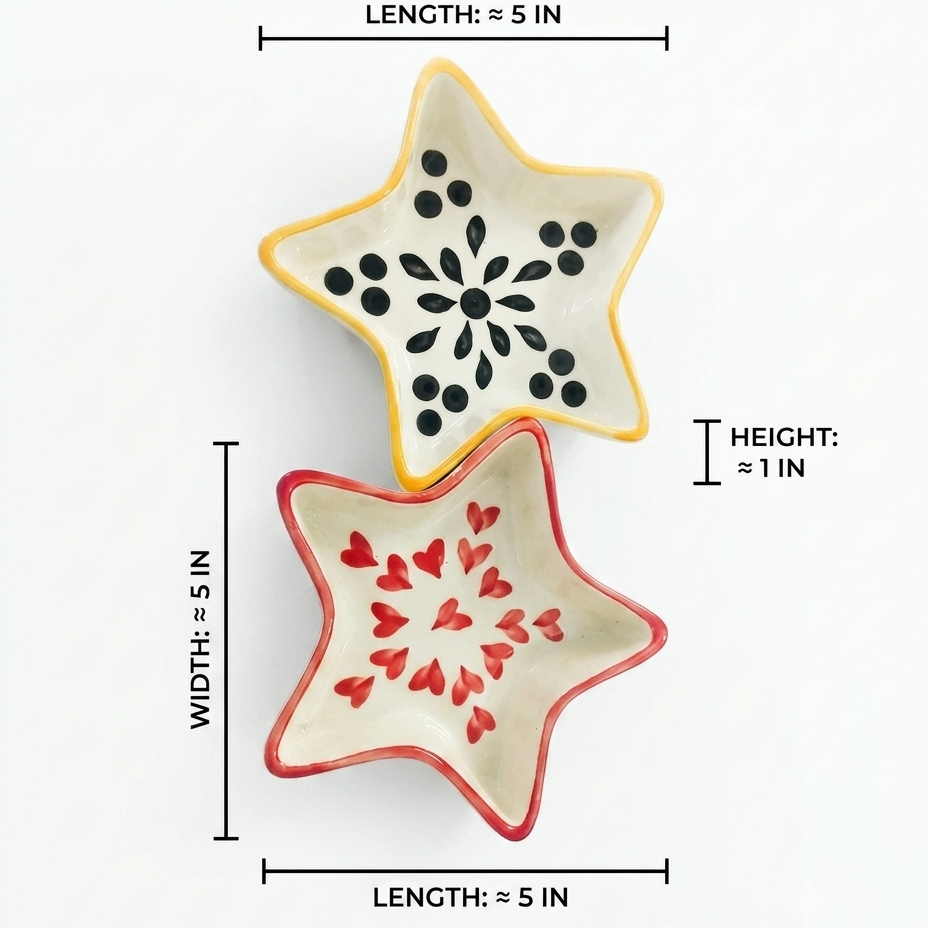 Hand-Painted Ceramic Star Platters – Set of 2