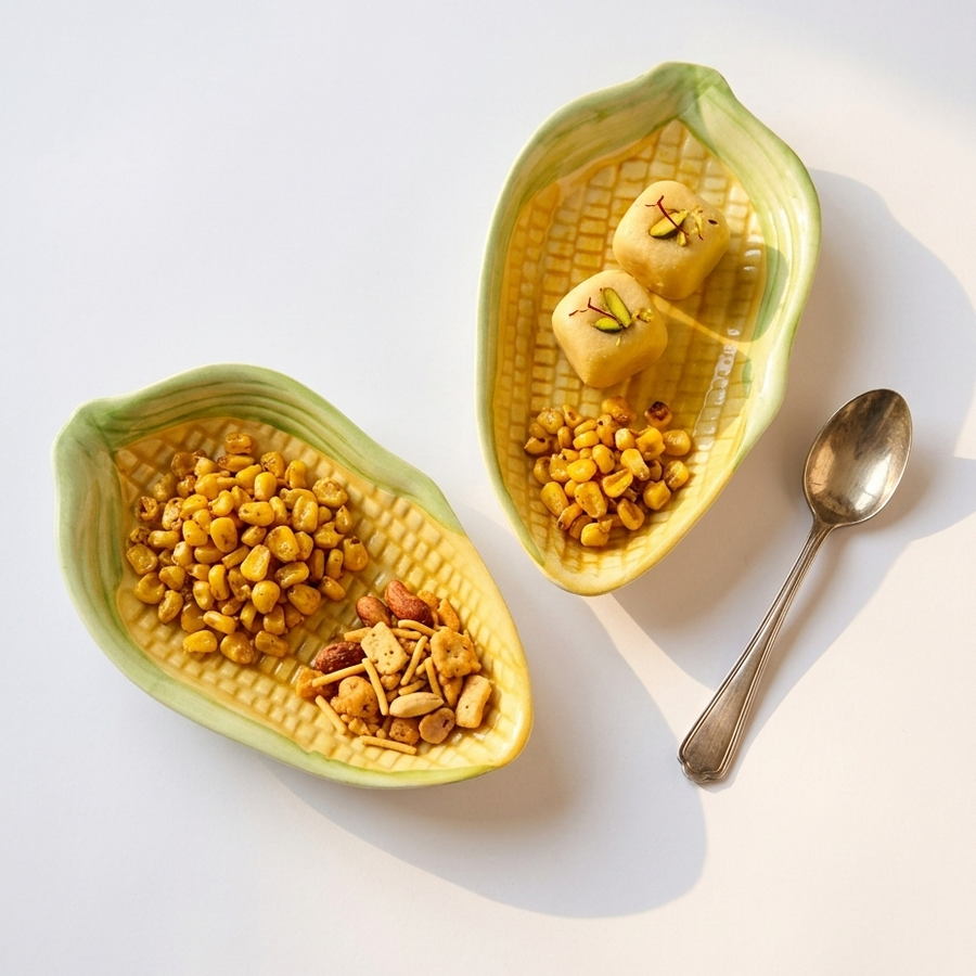 Bhutta Corn Snack Plates Set of 2