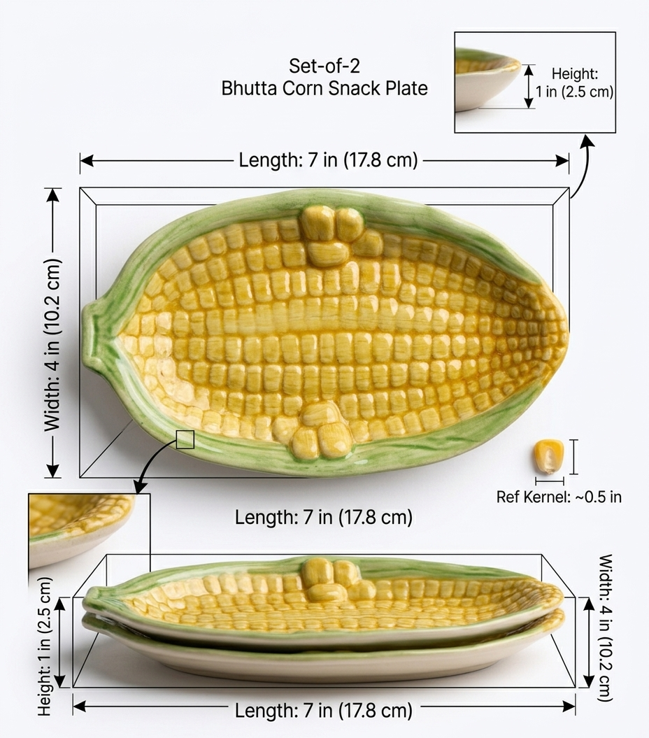 Bhutta Corn Snack Plates Set of 2