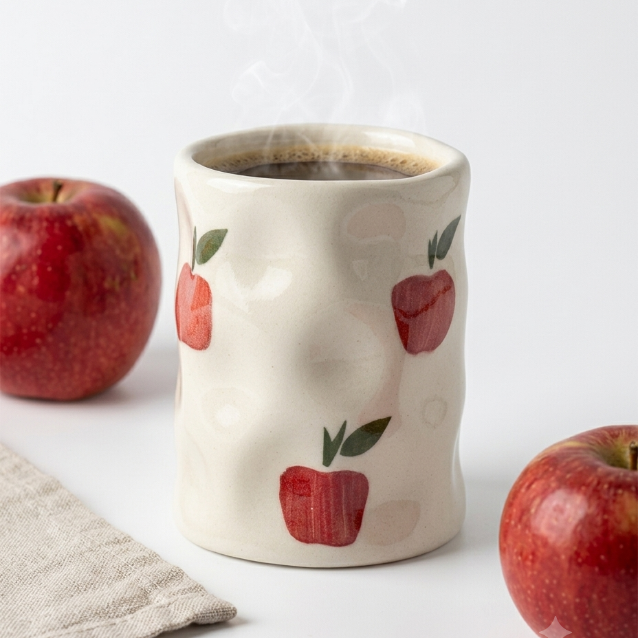 Handmade Ceramic Apple Tumbler – Cute Pinch Pot Aesthetic Coffee Mug
