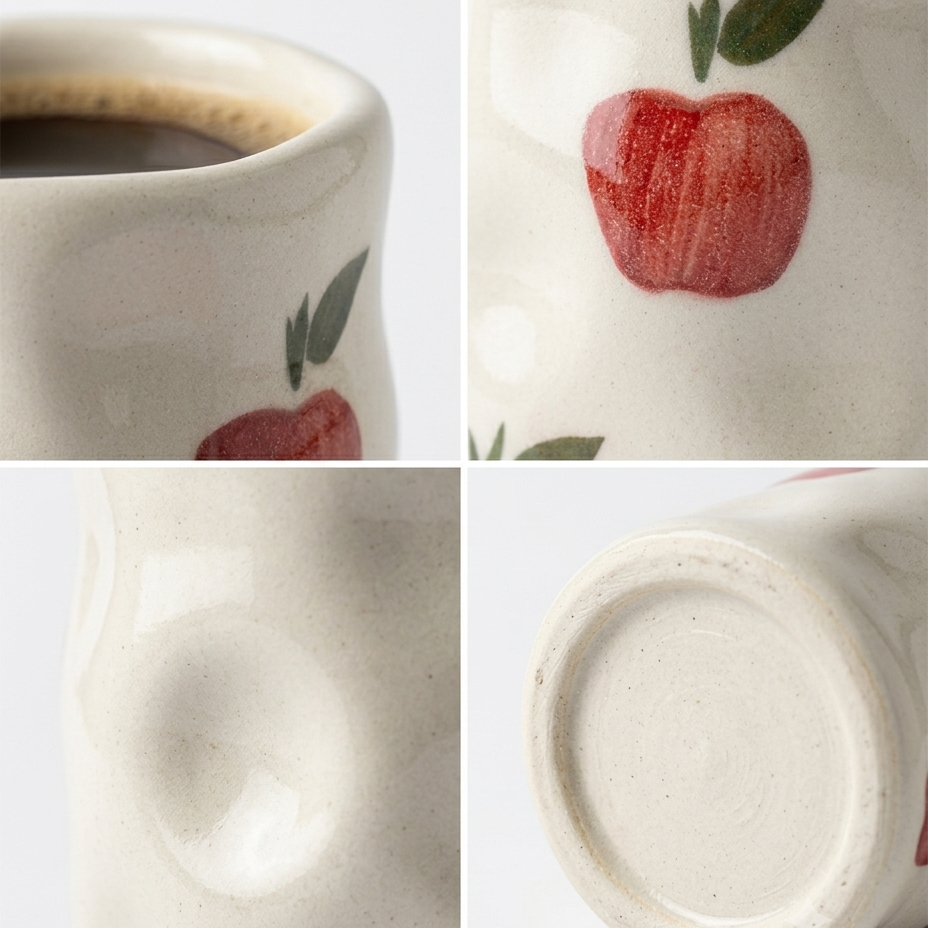 Handmade Ceramic Apple Tumbler – Cute Pinch Pot Aesthetic Coffee Mug