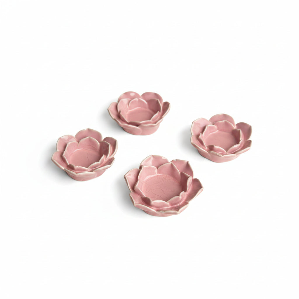 Pink Flower Tea Light Candle Holder