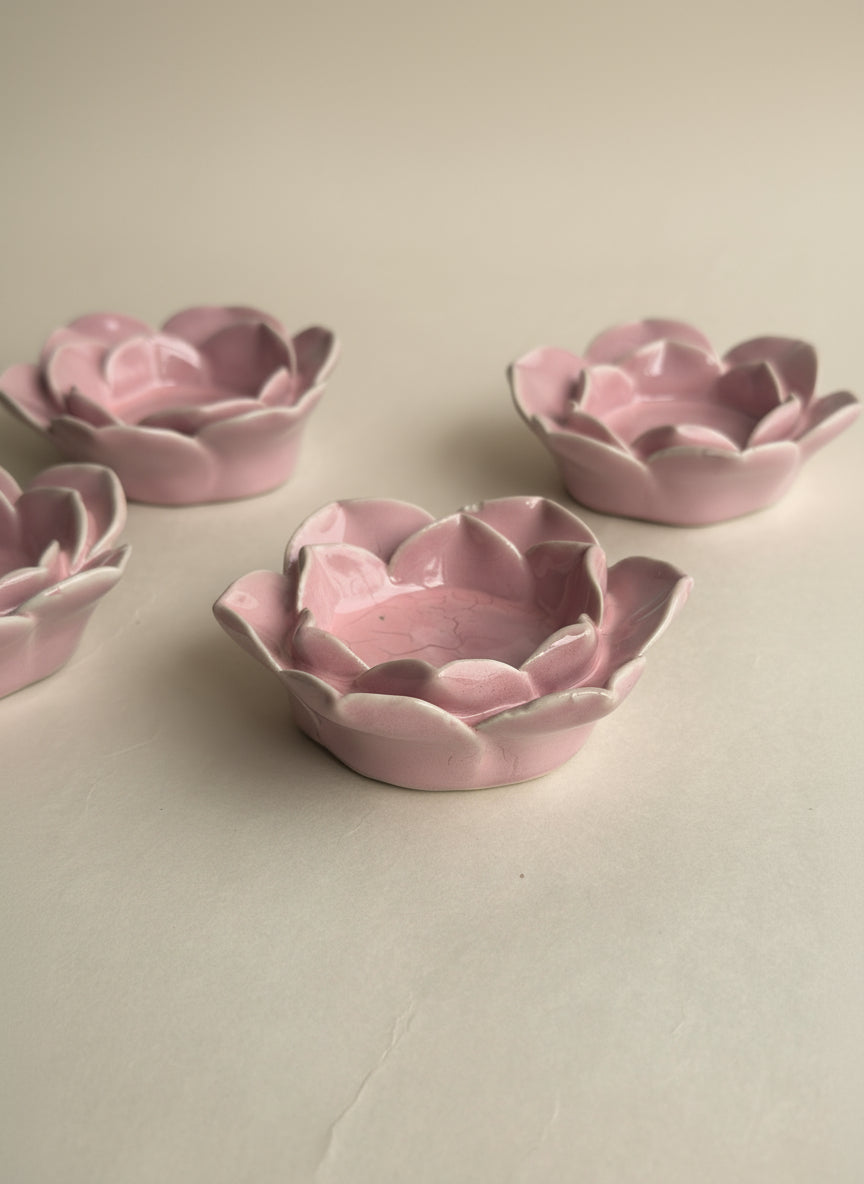 Pink Flower Tea Light Candle Holder