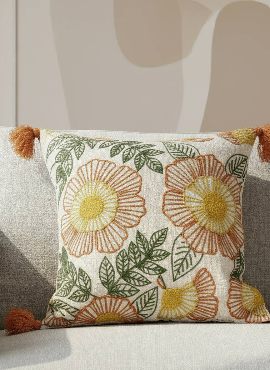 Marigold Mandi Cushion Cover - 16x16"