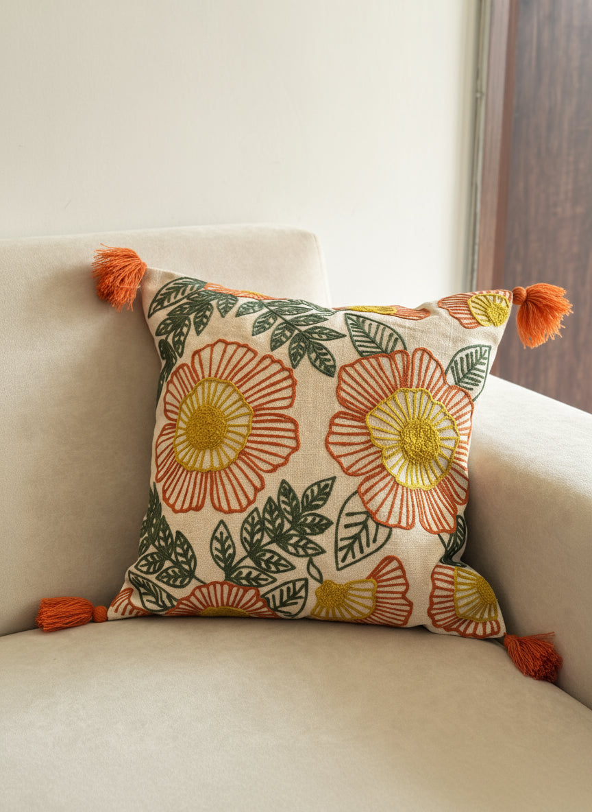 Marigold Mandi Cushion Cover - 16x16"