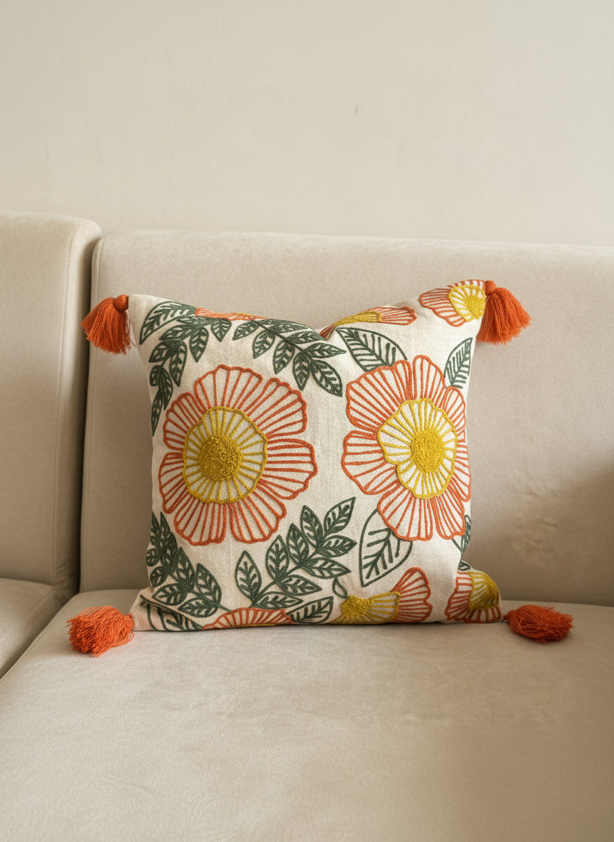 Marigold Mandi Cushion Cover - 16x16"