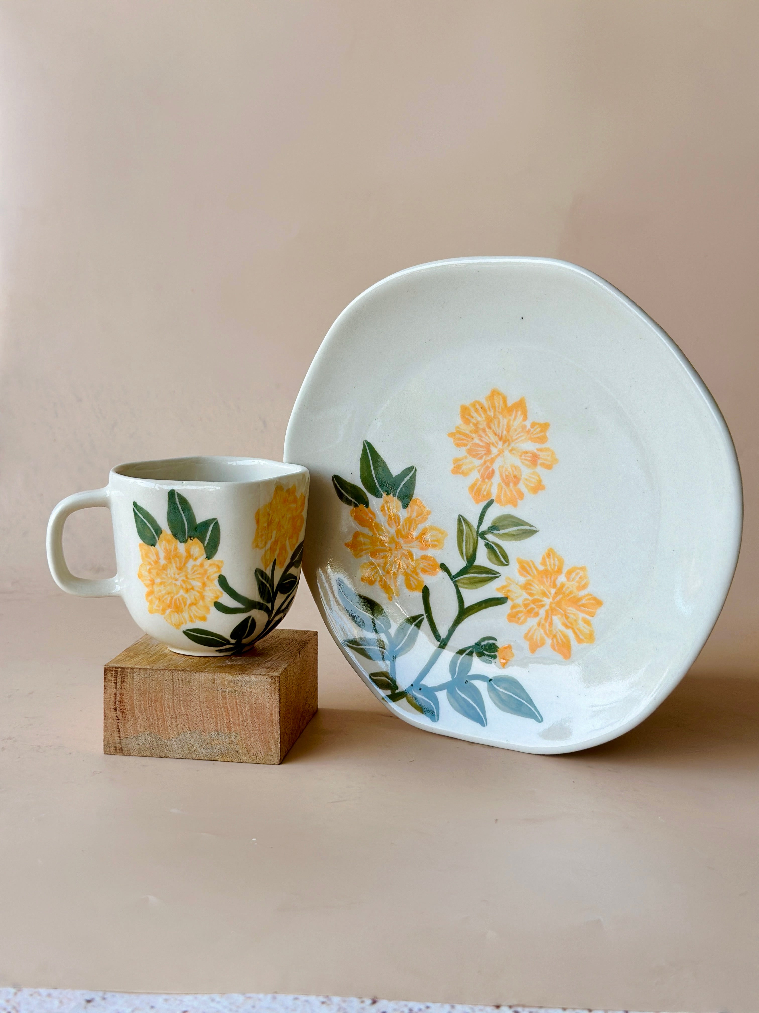 Marigold Snack Plate and Mugs  (Pre Order- 5th April Dispatch)