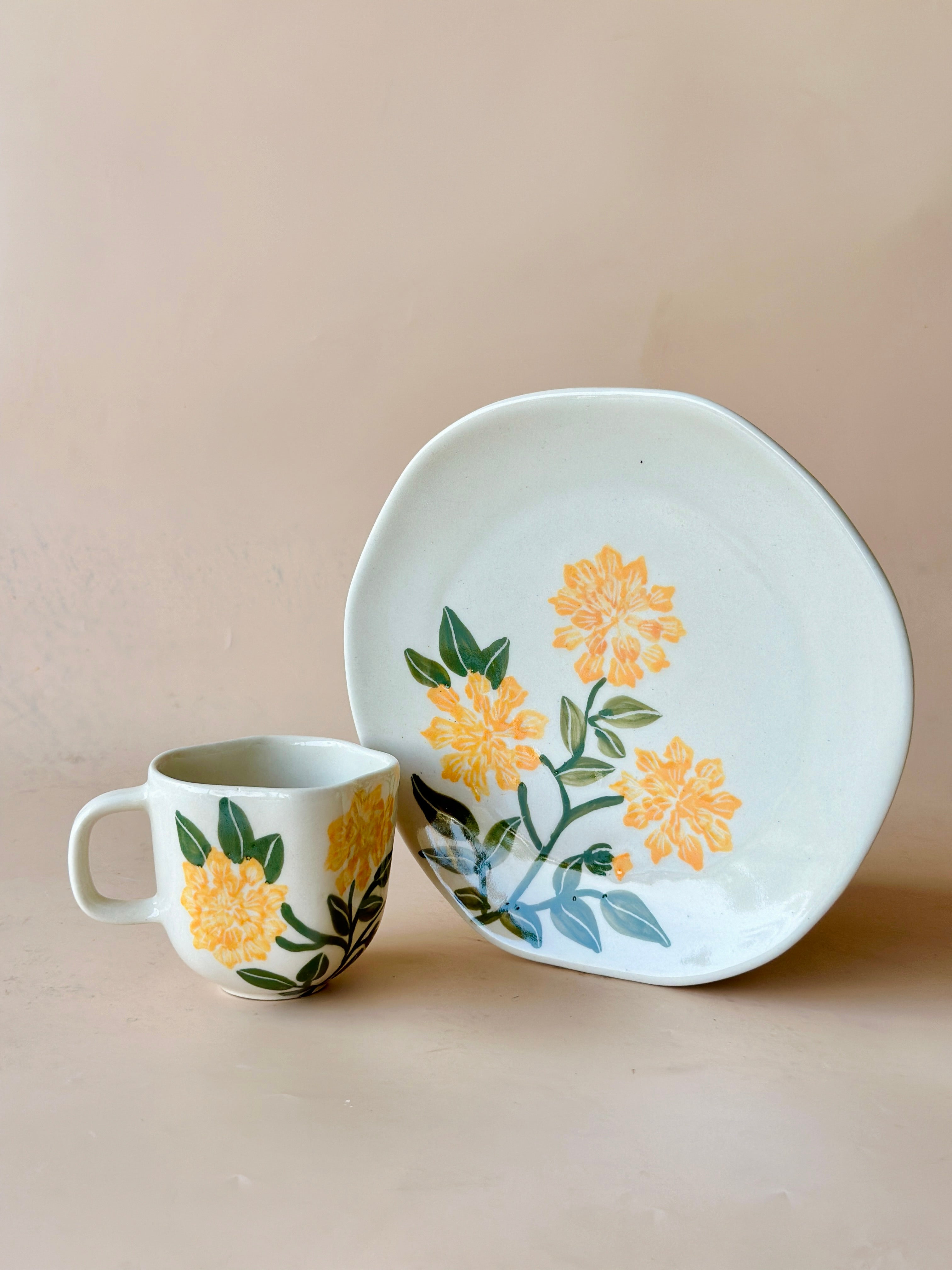 Marigold Snack Plate and Mugs  (Pre Order- 5th April Dispatch)