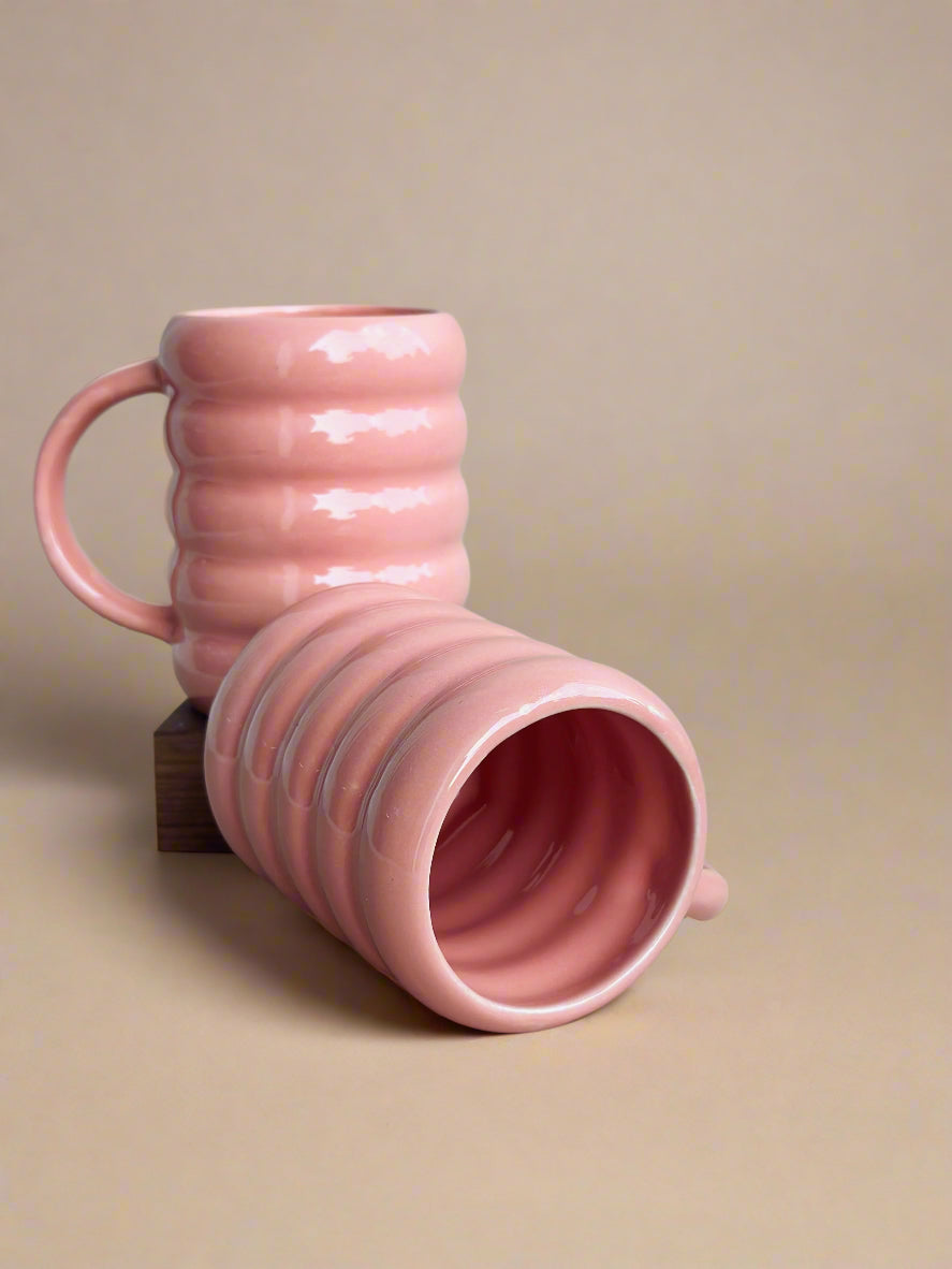 Bubble Gum Pink Dumbell Mugs (400ml)