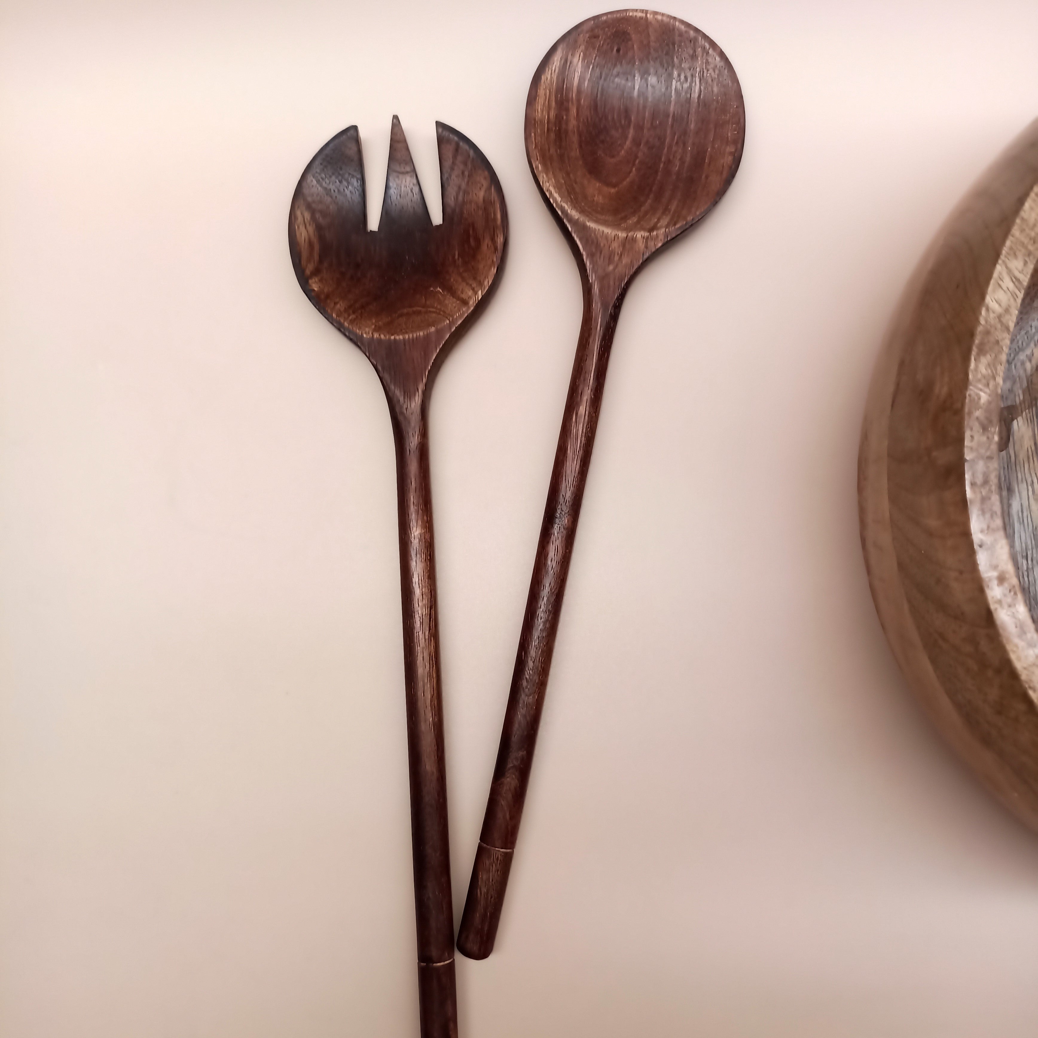 Mango Wood Minimalist Salad Spoon Set of 2