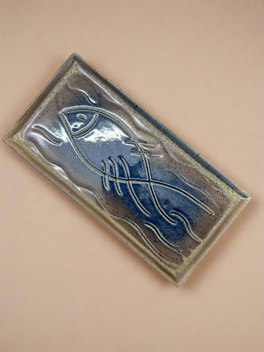 Fishy Rectangle Ceramic Tray - Blue