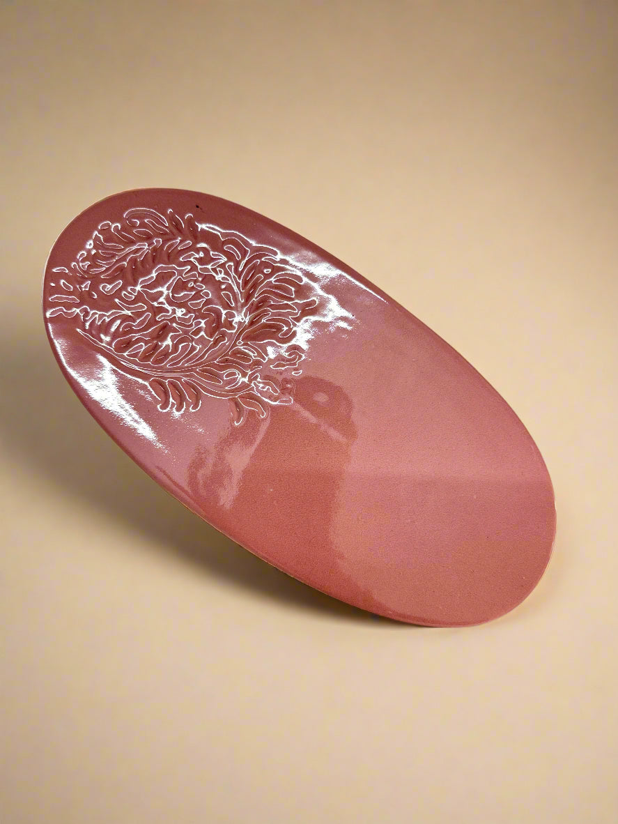 Pink Embossed Ceramic Platter