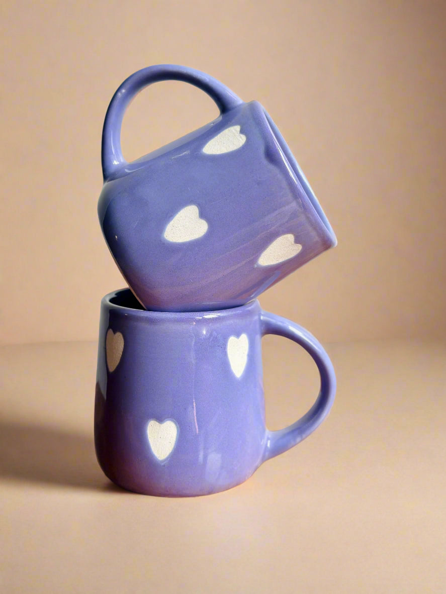 Lavendar Heart Ceramic Mug (250ml)