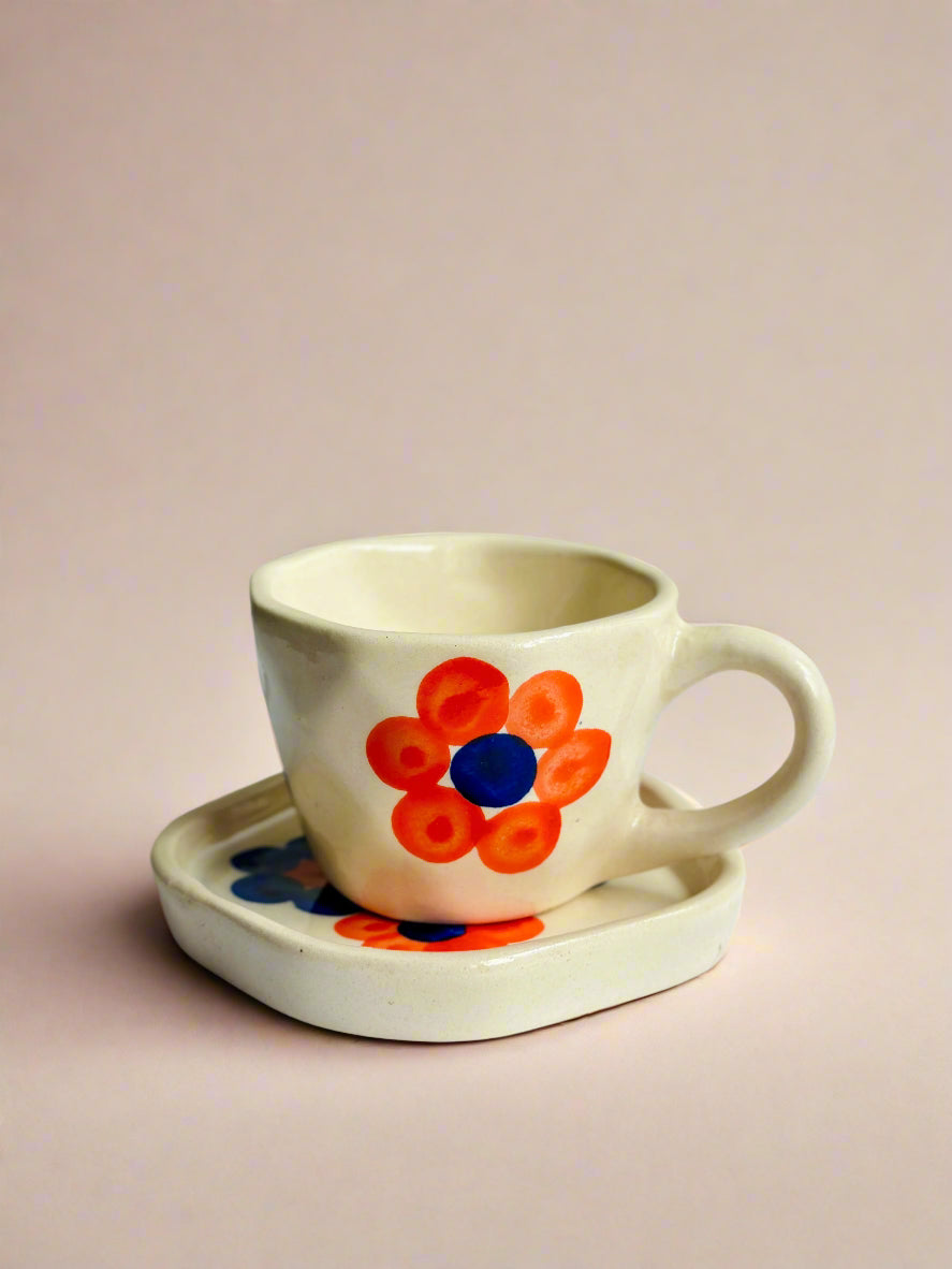 Orange Bubble Cup and Saucer