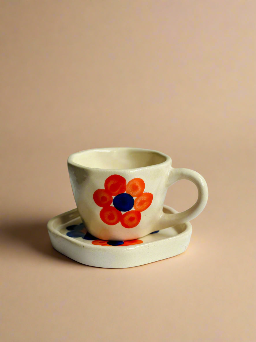 Orange Bubble Cup and Saucer