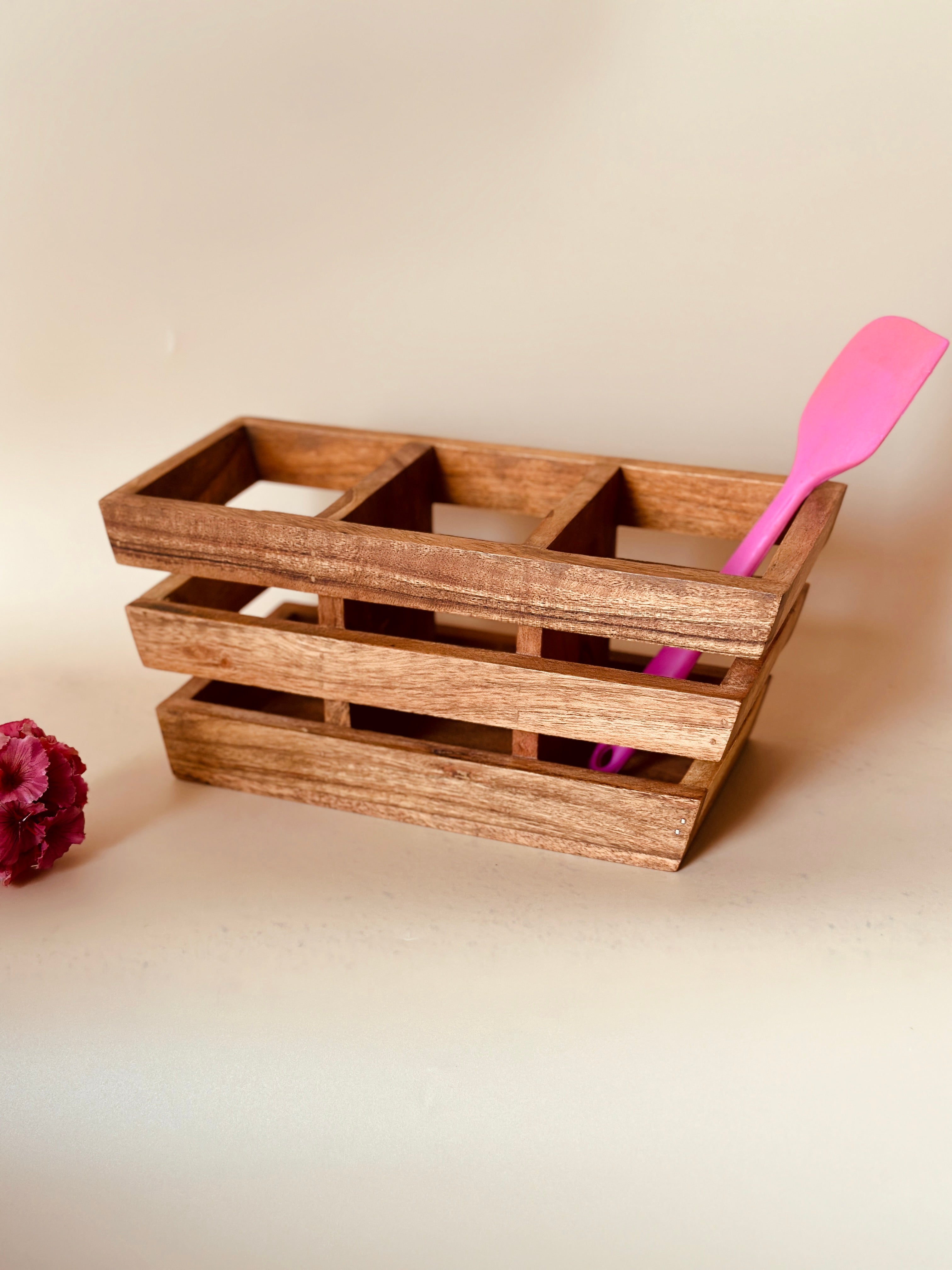 Wooden Jaali Cutlery Holder