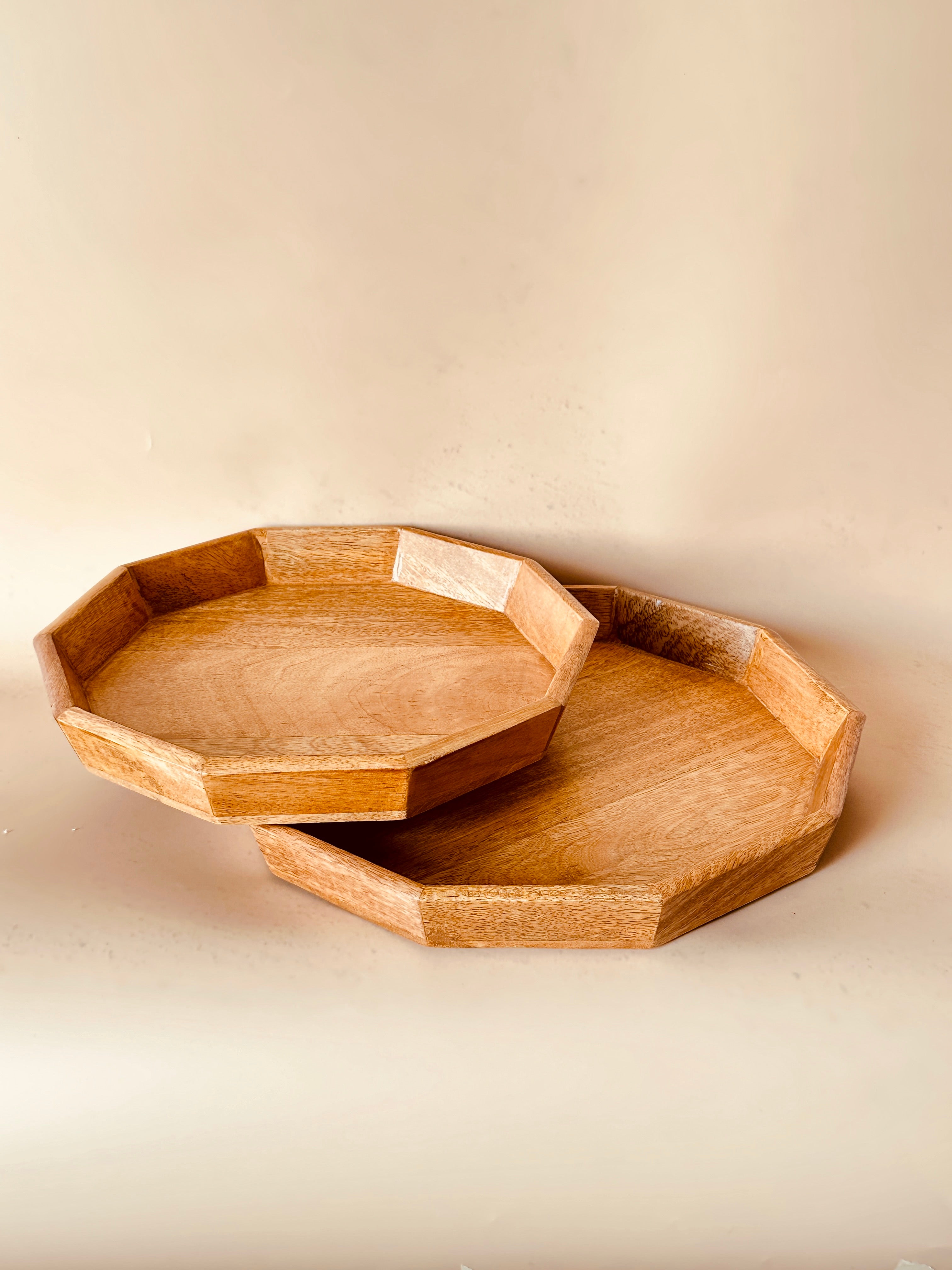 Mango Woode Hexagon Trays Set of 2